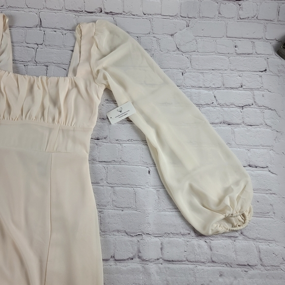 Windsor Size Small Kaylee Formal Chiffon Lace-Up Long Dress  Cream NEW - Picture 5 of 11